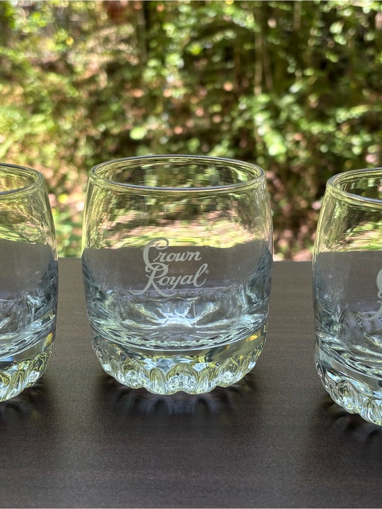 Other - Crown Royal Cursive Etched Sunburst Whiskey Glasses - Set of 3